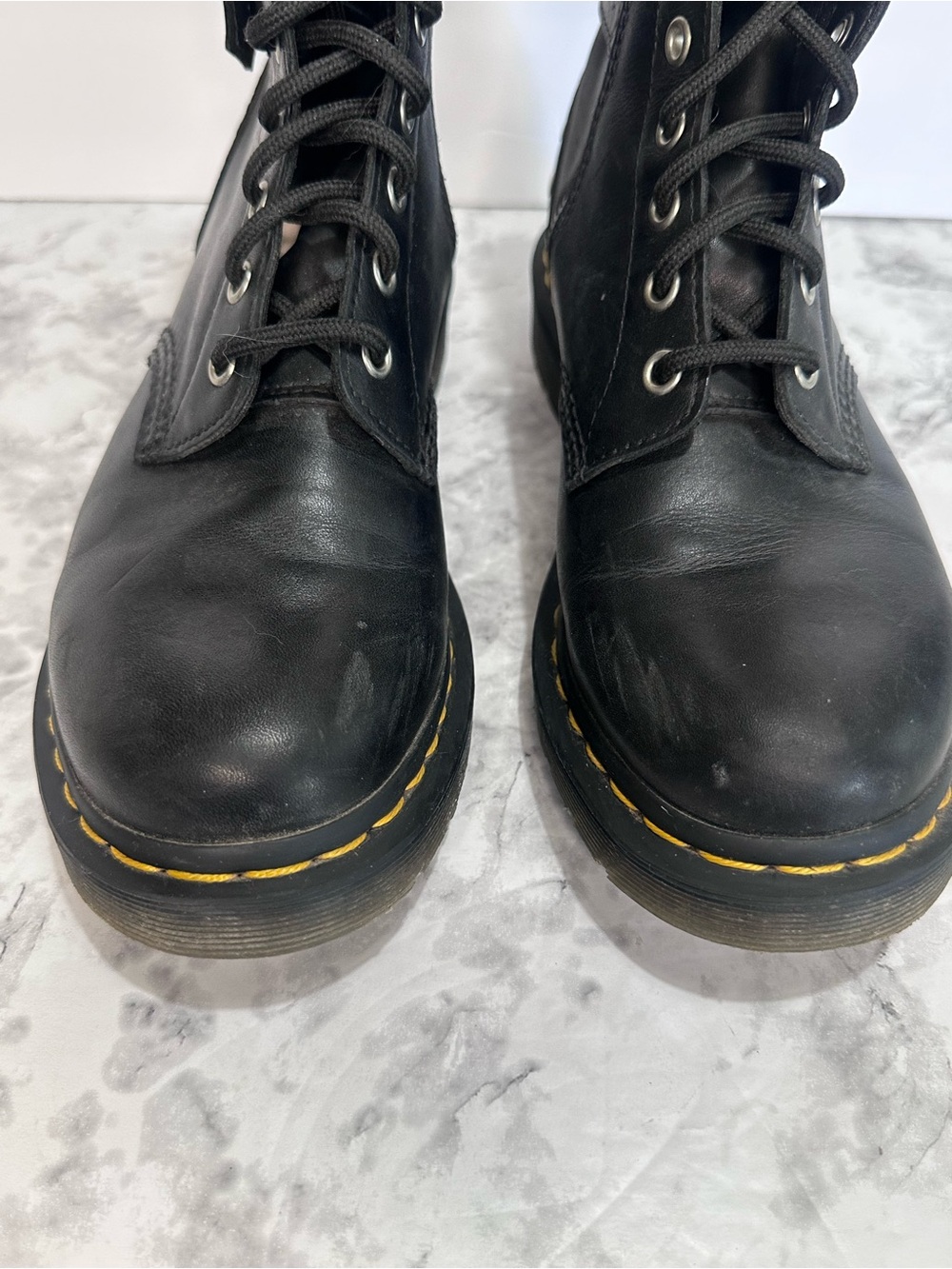 Dr. Martens Black Leather Studded Buckle Combat Boots Women’s 8 - Picture 3 of 6